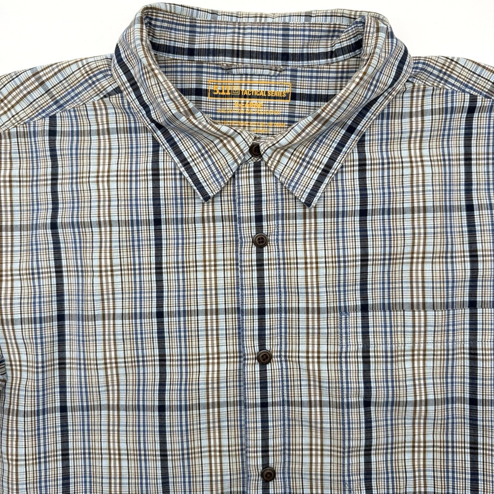 5.11 Tactical Series Men's Short Sleeve Multicolor Button Up Striped Military XL